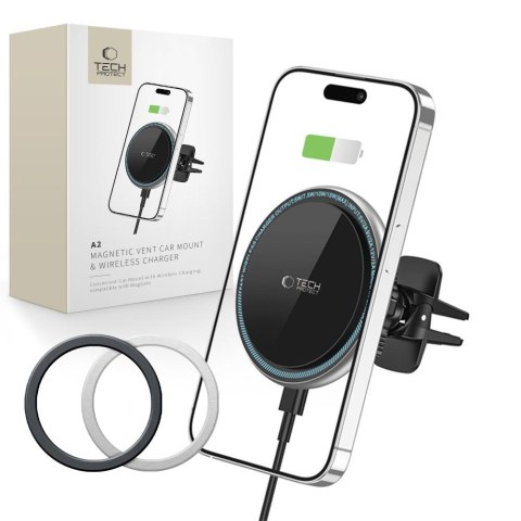 TECH-PROTECT A2 MAGNETIC MAGSAFE VENT CAR MOUNT WIRELESS CHARGER 15W BLACK