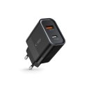 TECH-PROTECT C30W 2-PORT NETWORK CHARGER PD 30W / QC3.0 BLACK