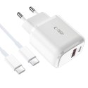 TECH-PROTECT C20W 2-PORT NETWORK CHARGER PD 20W / QC3.0 + TYPE-C CABLE WHITE