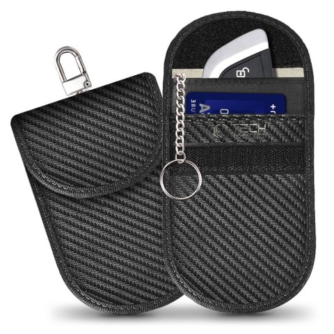 KLATKA FARADAYA TECH-PROTECT KLR100 POUCH KEYLESS RFID SIGNAL BLOCKER CASE CARBON BLACK