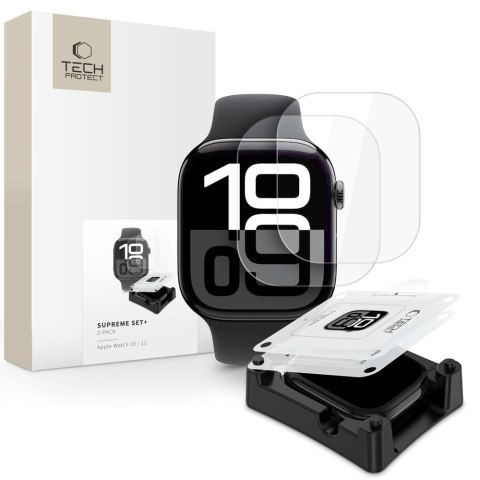 FOLIA HYDROŻELOWA TECH-PROTECT SUPREME SET+ 2-PACK APPLE WATCH 10 / 11 (42 MM) CLEAR