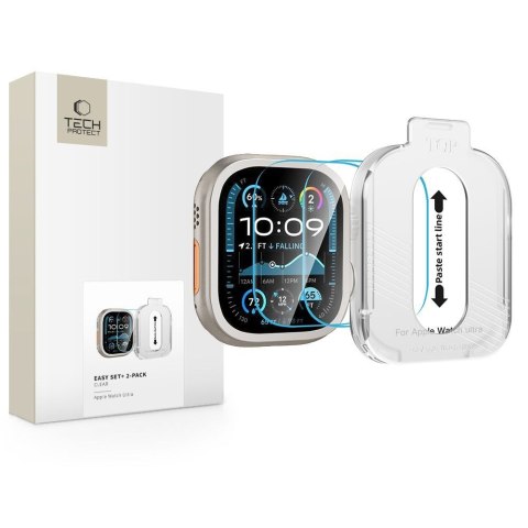 SZKŁO HARTOWANE TECH-PROTECT EASY SET+ 2-PACK APPLE WATCH ULTRA 1 / 2 / 3 / 4 (49 MM) CLEAR