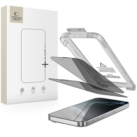 SZKŁO PRYWATYZUJĄCE TECH-PROTECT QUICK SET SPY+ 2-PACK IPHONE 16 PRO PRIVACY