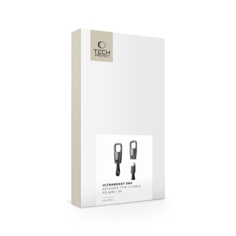 TECH-PROTECT ULTRABOOST DNA KEYCHAIN TYPE-C CABLE PD 60W / 3A IRON GREY