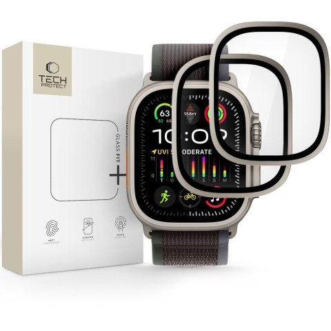 SZKŁO HARTOWANE TECH-PROTECT GLASS RING 2-PACK APPLE WATCH ULTRA 1 / 2 / 3 / 4 (49 MM) TITANIUM